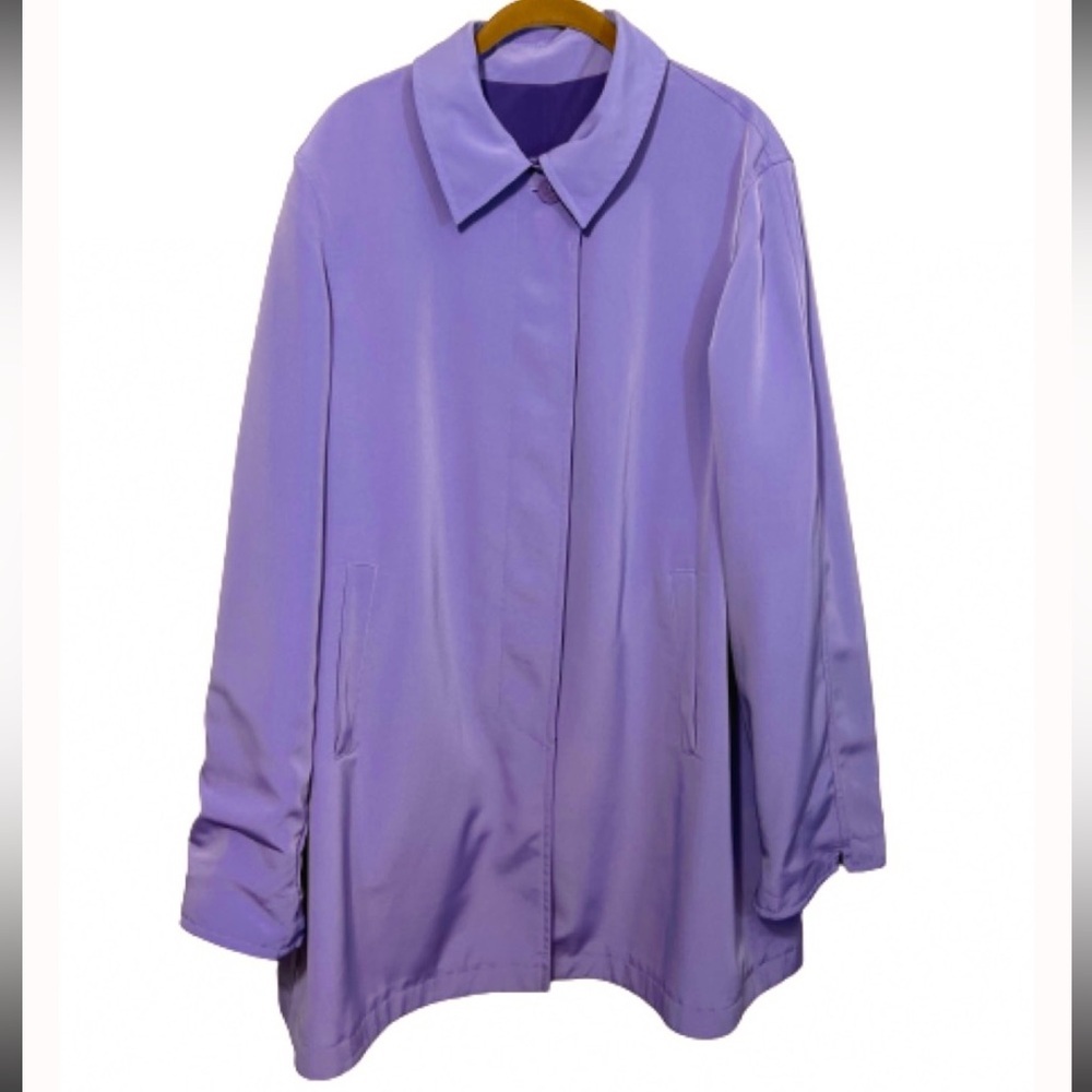 Fleet‎ Street Reversible Jacket Coat  Purple Silk Pockets Button Up Size Large - Picture 2 of 11